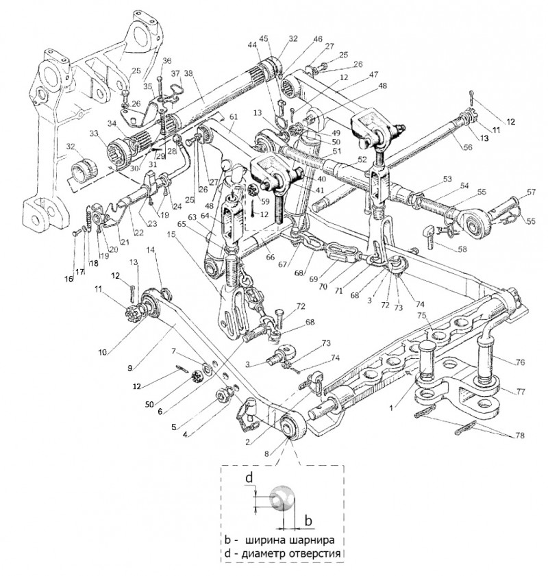 Механизм задней навески 321-4605010/-01/-02 (для тракторов «БЕЛАРУС-321») МТЗ-310, 320, 321 - фото - 1